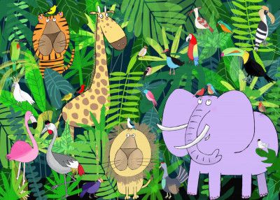 Jungle Animals Deep in the Jungle Foliage by Artist Carla Daly