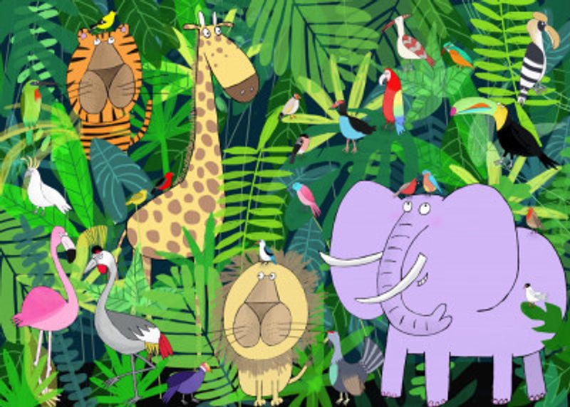 Jungle Animals Deep in the Jungle Foliage by Artist Carla Daly
