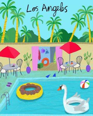 White Swan Pool Float, Los Angeles by Artist Carla Daly