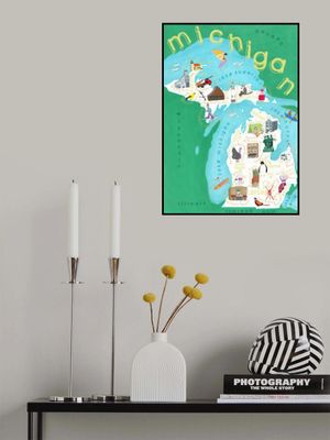 Illustrated Map of Michigan, USA by Artist Carla Daly
