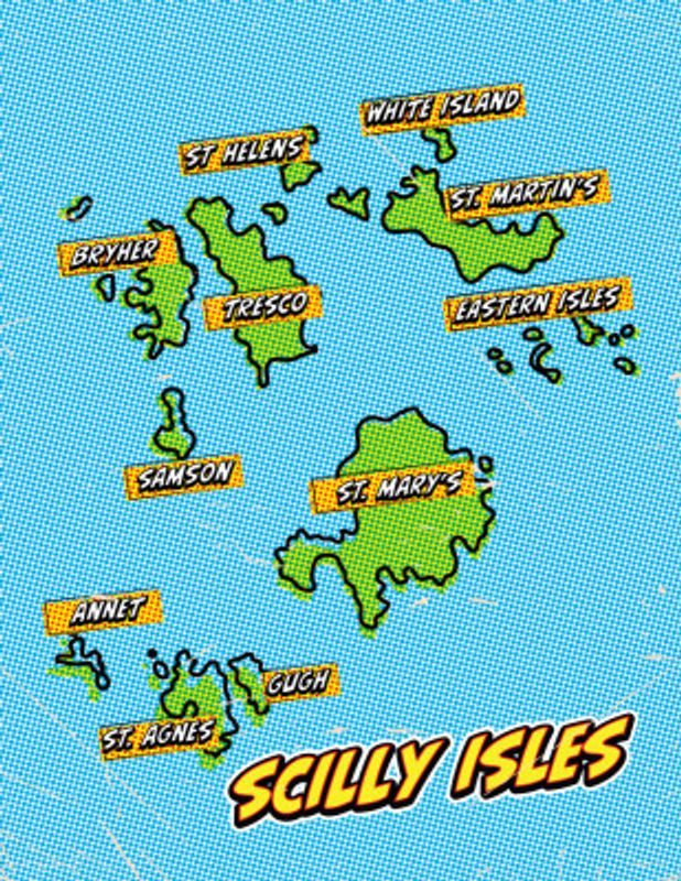 Scilly Isles Pop Art Map