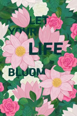 Pink and White Flowers with Lush Green Leaves,