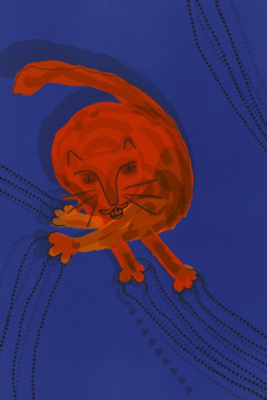 Playful Crimson Feline