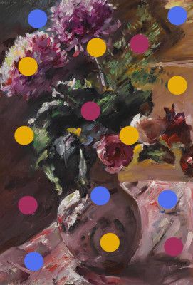 Classic Vase of Flowers And Dots