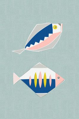 Mid Century Kitchen Fishes Mint