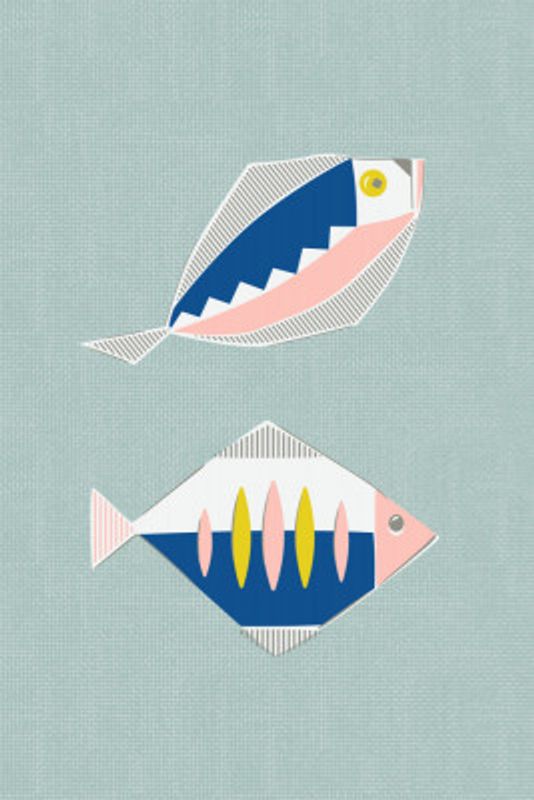 Mid Century Kitchen Fishes Mint