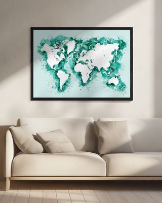 Teal strokes world map