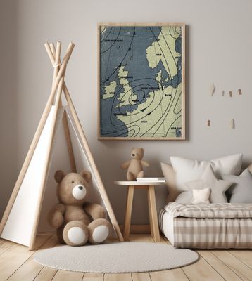 Vintage Europe Weather Map