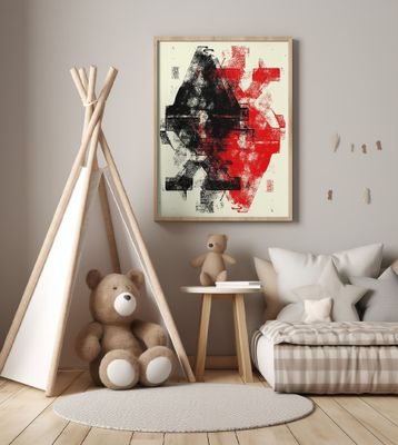 Geometric Shapes in Black and Red Hues