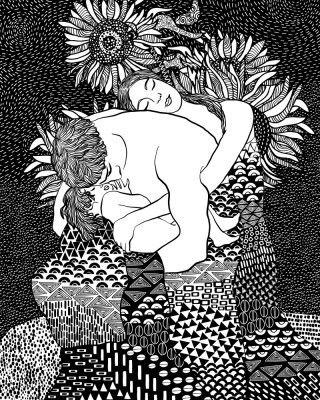 The Family Embrace With Sunflowers