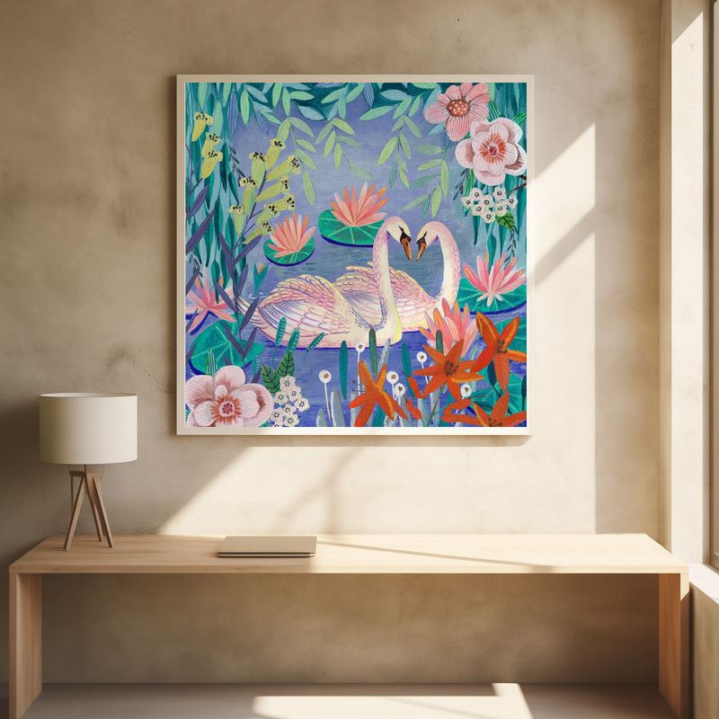 Swans swimming in the pound