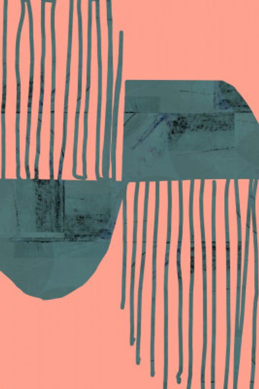 Turquoise &amp; Coral Abstraction 6