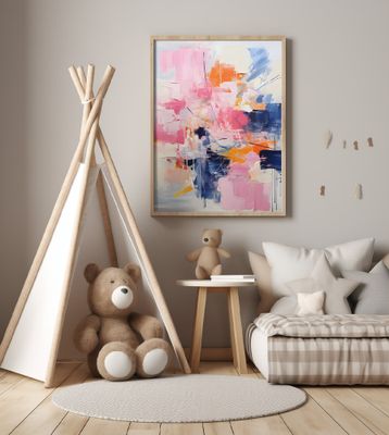 Blush Indigo Abstract Print First 4x