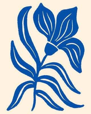 Abstract Blue Stylized Tulip