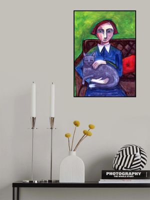 Lady on Couch with cat