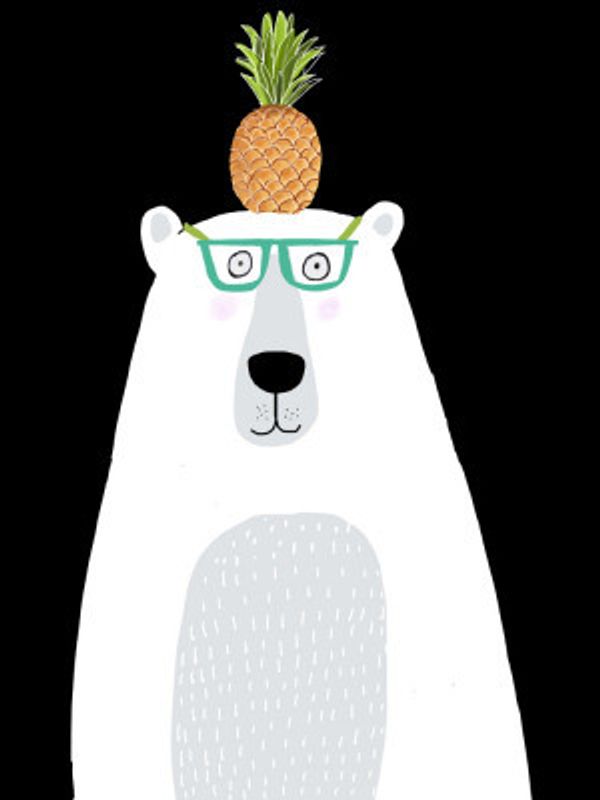 Funny White Polar Bear Wearing Glasses with Pineapple