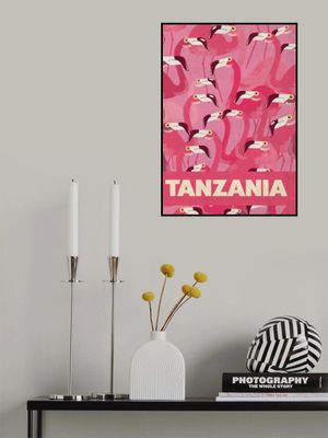 Tanzania Flamingos vintage travel poster