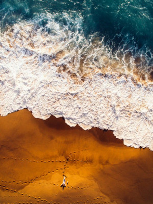 Serene Beach Scene With Golden Sand