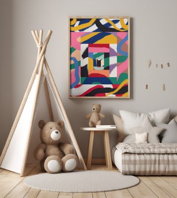 Geometric Shapes and Bold Brushstrokes