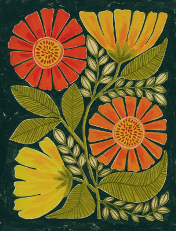 Vibrant Orange And Yellow Flowers