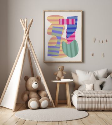 Geometric Shapes Layered With Soft Pastel Stripes