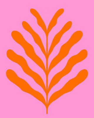 Minimalist Orange Abstract Leaf