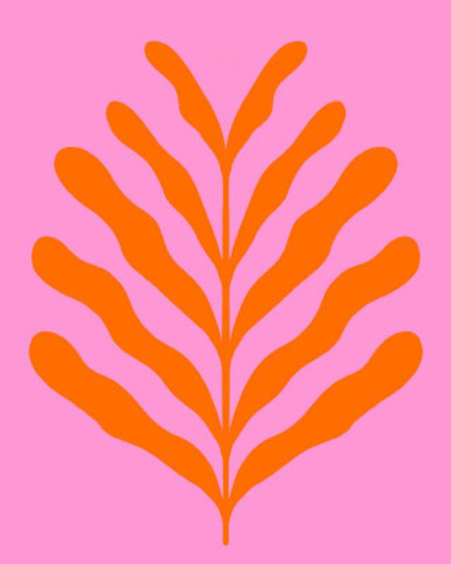 Minimalist Orange Abstract Leaf