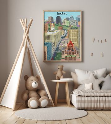 Trinity Church and Boston City Skyline by Artist Carla Daly