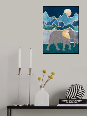 Metallic Elephant in the Moonlit Mountains