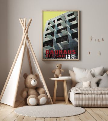 Bauhaus Dessau architecture in vintage magazine style VIII
