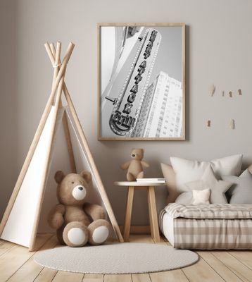 Las Vegas Neon Sign Grill Restaurant Bw