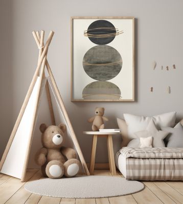 3 Grey and Gold Spheres 2