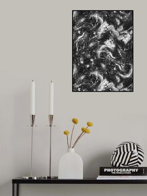 Abstract Dripping Painting Black White