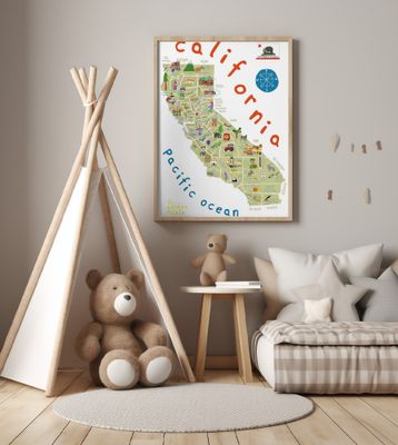 Illustrated Map of California by Artist Carla Daly