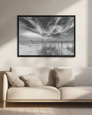 Heavenly calmness on the beach - monochrome