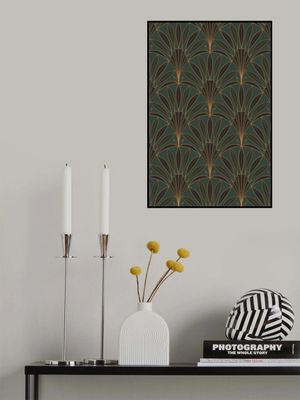 Art Deco Palm Leaves Fan Forest Green
