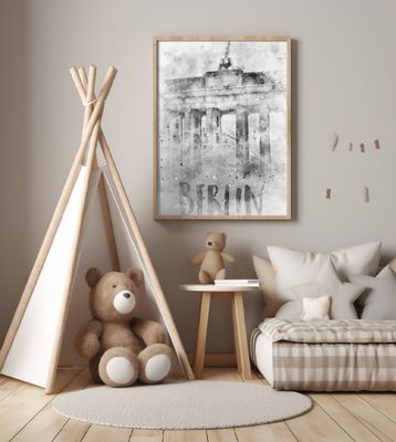 Monochrome Art BERLIN Brandenburg Gate | Watercolor