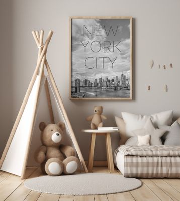 NYC Brooklyn Bridge &amp; Lower Manhattan | Text &amp; Skyline