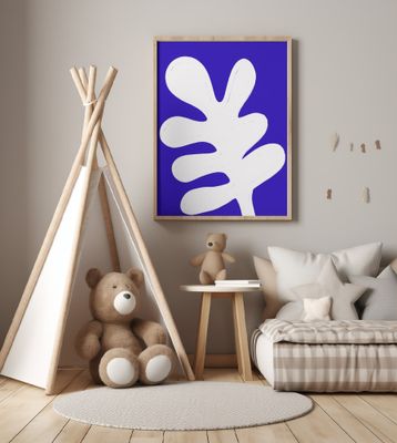 Leaf on Blue Canvas