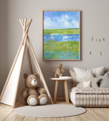 Abstract Green Blue Landscape