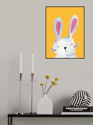 Woodland Bunny On bright fun Yellow - Kids &amp; baby nursery