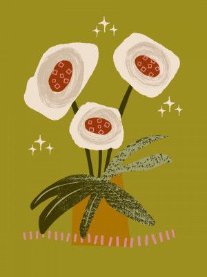 Whimsical White Anemones - Modern Vase