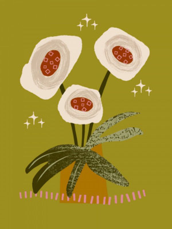 Whimsical White Anemones - Modern Vase