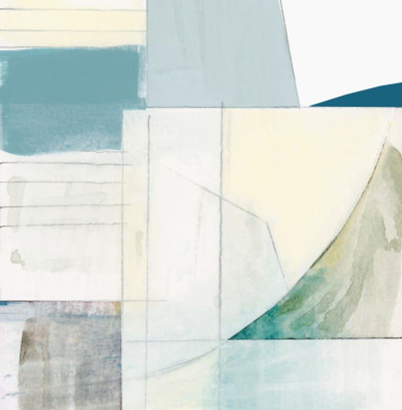 Abstract Blue and White Shapes Neutral No 1 Print