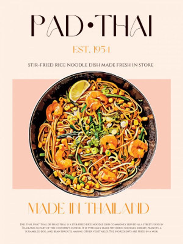 Elegant Illustration of Pad Thai