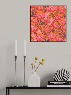 Maximalism 70s Retro Flowers Energy Orange pattern