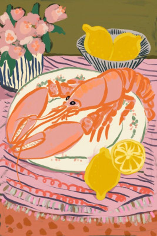 Vibrant Lobster Still Life