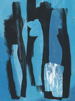 Silhouetted Vases in Blue