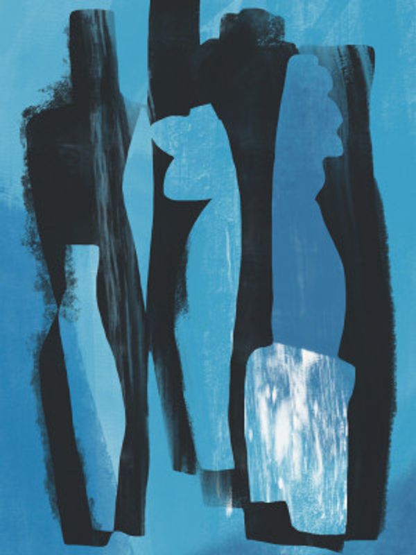 Silhouetted Vases in Blue