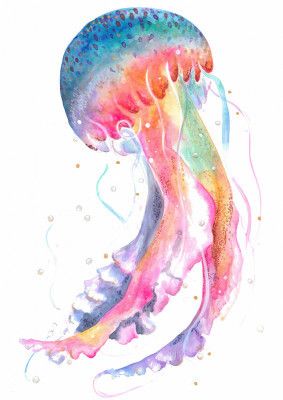 Jellyfish With Rainbow Hues